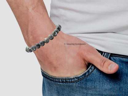 Amazing Gemstone Crystal Bracelet for Women Men's Gifts - Protection Healing Crystal Bracelet - 8mm Gemstone Beaded Stretchable Bracelet Pulseras Para Hombres Mujer Stocking Stuffers Mothers Day Gift (Larvikite)