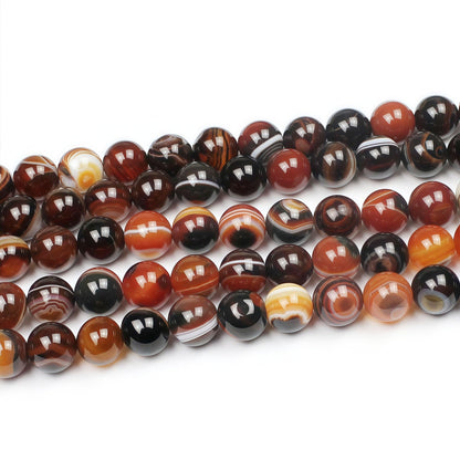 MJDCB Red Coffee Agate Beads Natural Agate Stone Round Loose Beads Ball Handmade Jewelry Bracelet Making DIY (8mm)