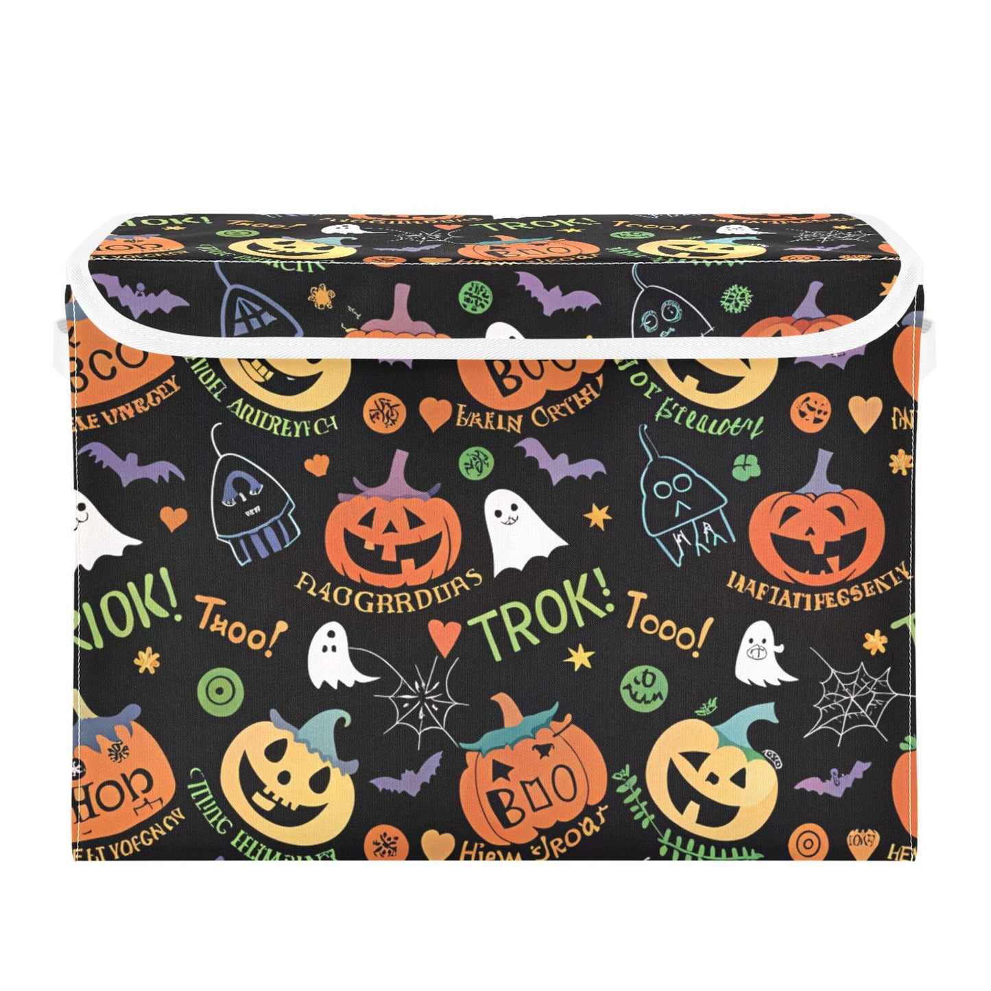 xigua Halloween Ghost Pumpkin Ghosts Storage Bins with Lids and Carrying Handle,Foldable Storage Boxes Organizer Containers Baskets Cube with Cover for Home Bedroom Closet Office