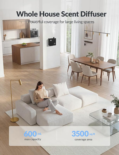 2026 Upgraded 3500 Sq.Ft HVAC Scent Diffuser for Home, Smart Whole House Scent System with App & Remote Control, Hotel Collection Waterless Diffuser for Large Room, Cold Air Tech, 600mL, Black