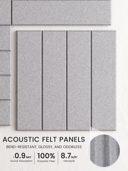 Bumusty Large Cork Board Alternative-48 x 36" Felt Bulletin Board Tiles, with 30 Pushpins, 70 Adhesive Tabs, Bold-Stripe 12-Pack, Cork Boards for Office Push Pin Board Felt Board-Soft Gray