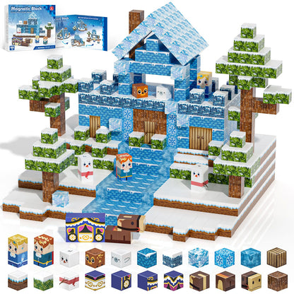 Gryxpox 100pcs Magnetic Blocks, Magnetic Blocks for Kids Ages 4-8, Magnetic Cubes Sets for Frozen Princess Castle Build, Stacking Magnets for Kids, Birthday Gifts for Boys and Girls Age 3+ Years Old