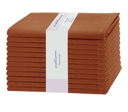 PurpleEssences Rust Set of 12 Cloth Dinner Napkins 100% Cotton 18x18 Inch - Soft Durable Washable - Ideal for Farmhouse Party Spring Easter Summer - Perfect Everyday Use Table Linen - Rust