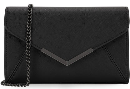 DEXMAY Women Envelope Clutch Faux Saffiano Leather Evening Handbag Foldover Clutch Bag Formal Dressy Purse Black