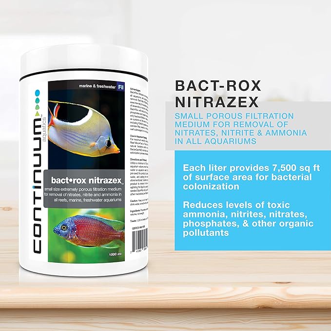 Continuum Aquatics Bact Rox Nitrazex – Small Porous Filtration Media to Remove Nitrates, Nitrite, and Ammonia in Reefs, Marine Saltwater and Freshwater Aquariums, 250-ml