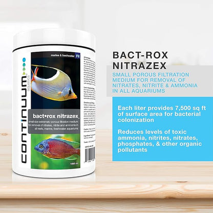 Continuum Aquatics Bact Rox Nitrazex – Small Porous Filtration Media to Remove Nitrates, Nitrite, and Ammonia in Reefs, Marine Saltwater and Freshwater Aquariums, 250-ml