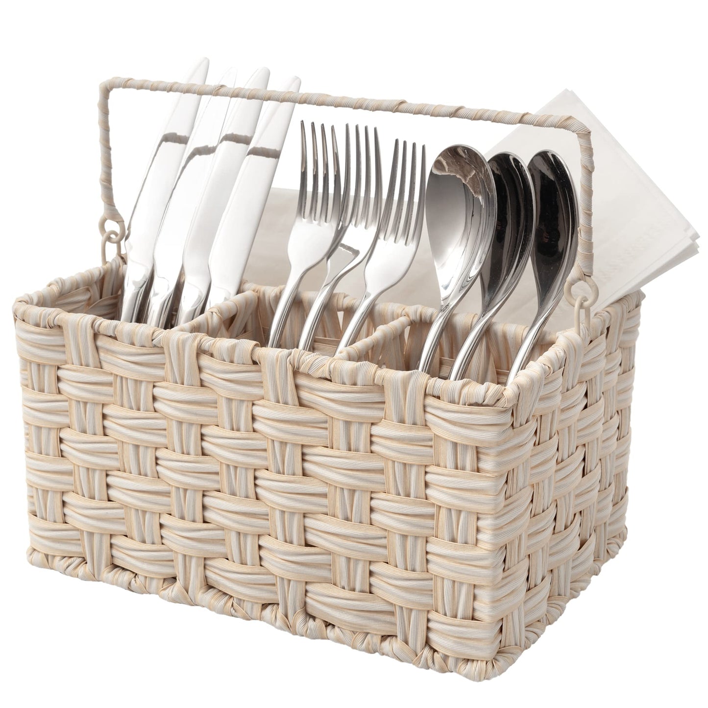 GRANNY SAYS Wicker Utensil Organizer, Silverware Caddy, Countertop Spoon and Fork Holder