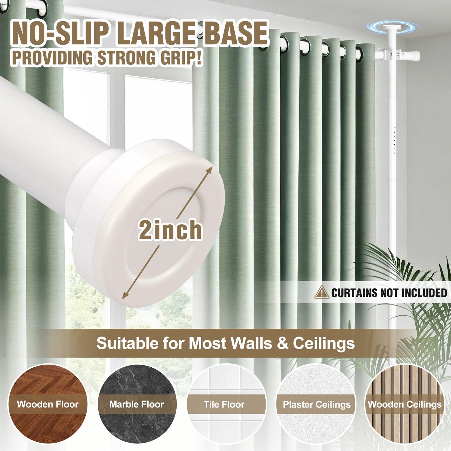 Room Divider Curtain Rod, No Drilling Tension Rod for Room Separation, Adjustable 4-10ft(H) 30-147"(W) Heavy Duty Floor to Ceiling Wall Divider Space Partition Privacy Separator, White
