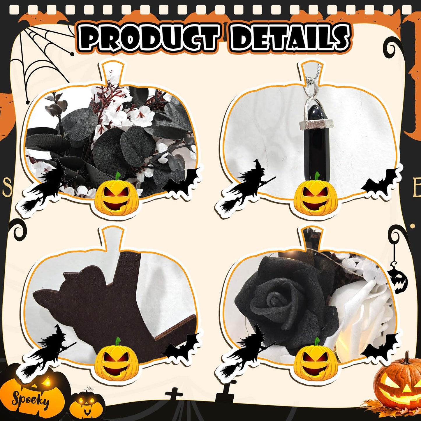 Halloween Wreath Decorations - Halloween Wreath for Front Door with Light