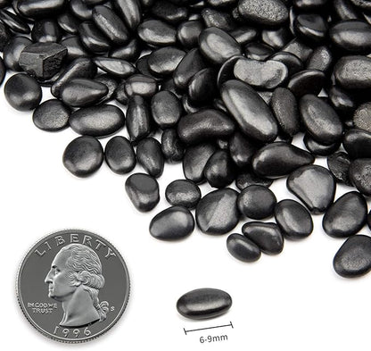Black Small Decorative Pebbles - 2LB Gravel River Rock,Natural Polished Decorative Stones 3/8" Gravel Size,Pebbles Gravel for Bamboo Plants,Succulent,Home Decor,Landscaping,Vase Fillers and More.