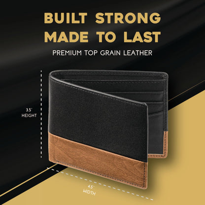 Claasico Mens Leather Bifold Wallet – RFID Blocking, Organized Card Storage with 9 Total Card Slots & ID Window, Everyday Wallet for Men (3.5 x 4.5), Premium Top Grain Leather, Gift Box Included…