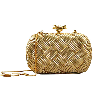 MIni Purse For Women Cute Ladies Crossbody Evening Bag With Chain Shoulder Strap For Wedding Party Clutch (Golden)