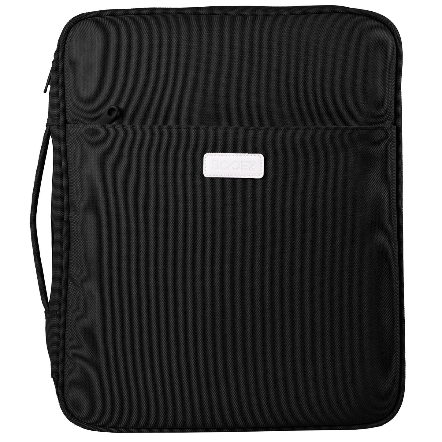 Sooez Zipper Binder Bag, 1.5 Inch Binders 3 Ring O-Ring, 5-Tab Dividers Expanding File Folder, 500-Sheet Capacity Three Ring Binder, Cute Organizer Storage for Student School Classroom Supplies, Black