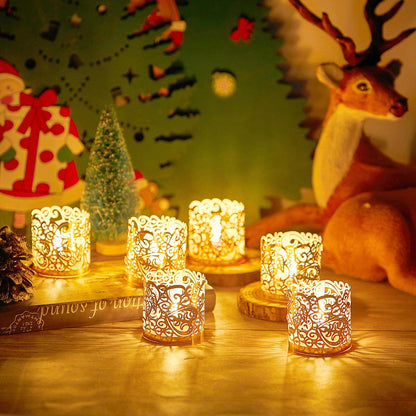 Tealight Votive Wrap Votive Candle Holders Laser Cutting Paper Candle Holder for Table LED Tealight Decor Party Wedding (Gold,100 Pieces)
