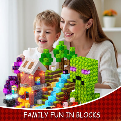 200 PCS Magnetic Blocks with Light Up Building Blocks - 20 Light Up Cubes, STEM Sensory Construction Toys for Kids Ages 4-8, Montessori Magnet Stacking Cubes, Gifts for Boys Girls 3 4 5 6 7 8-12