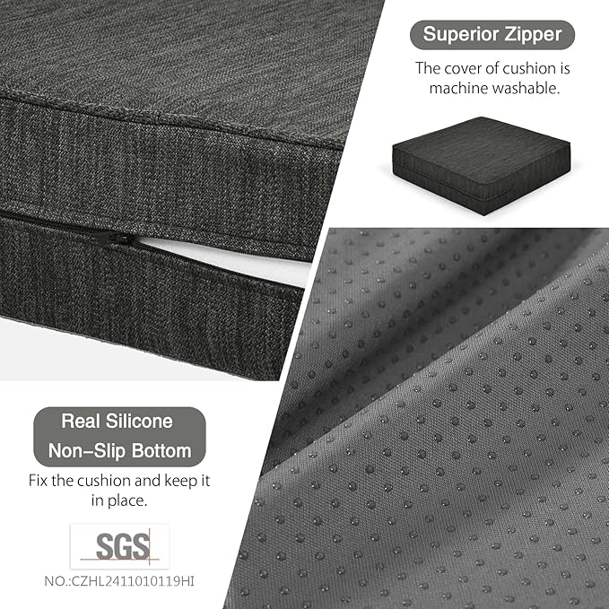 baibu Gel Memory Foam Recliner Cushions with Lumbar Support Pillow for Elderly, 20x20x5 Inch Thick Dual-Layer Patent Design Non-Slip Seat Cushion for Recliner Chair for Reduce Hip & Lumbar Pain, Black