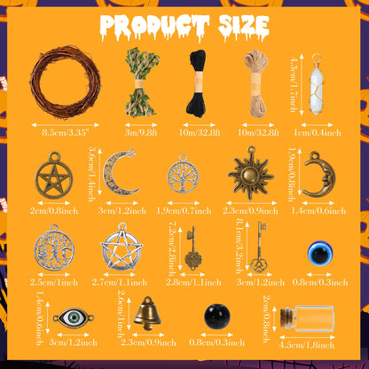 SANDOO 64pcs Witch Bells and Evil Eye for Protection DIY Kit - Witchcraft Supplies,Witches Bells for Door Knob, Windchimes Kit,Evil Eye Door Hanger for Home Bedroom Garden Halloween Decor, Witch Gifts