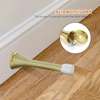 Ravinte Door Stoppers, 18 Pack Gold Spring Door Stops with Rubber Bumper, Door Stoppers for Bottom of Door