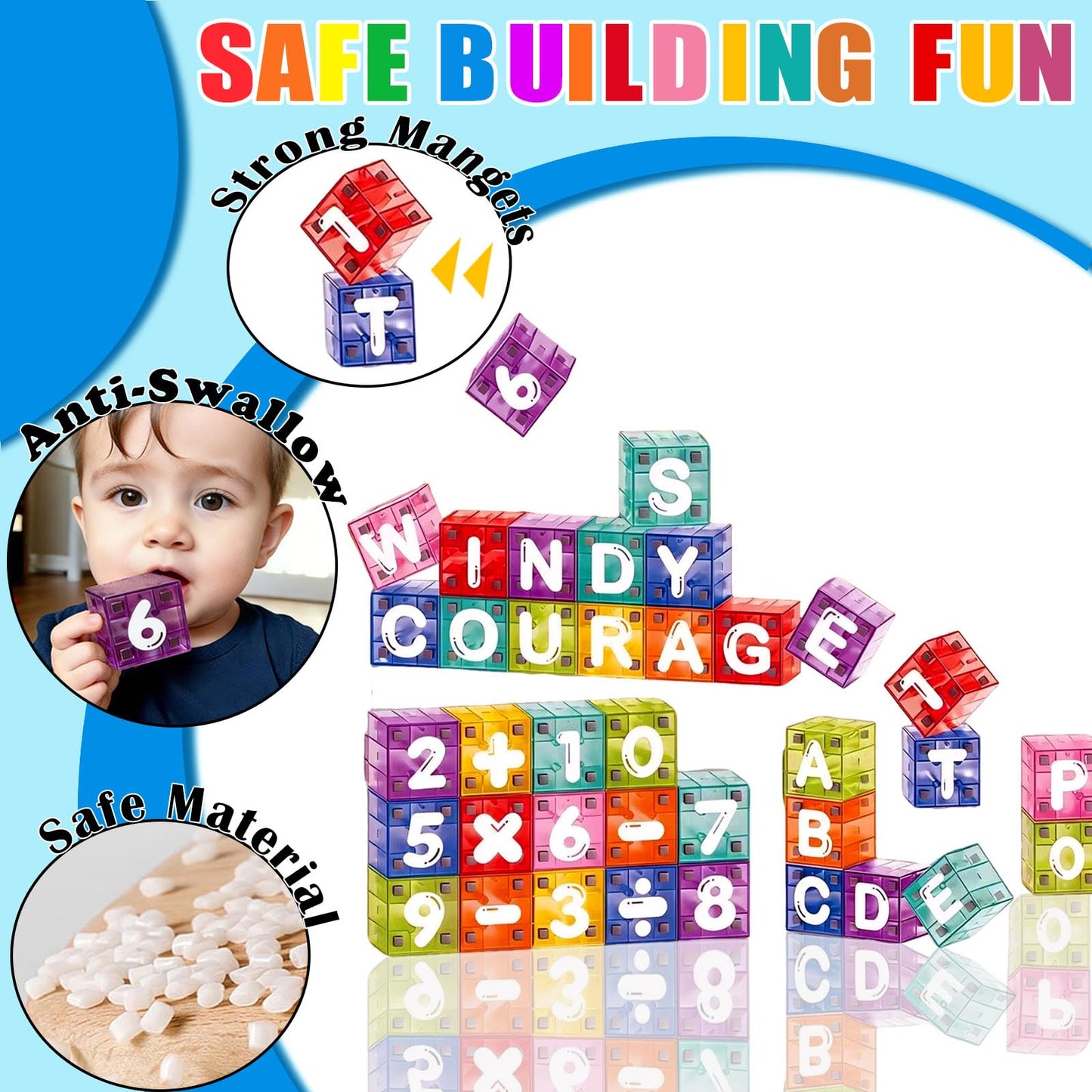 Varaict Magnetic Letters and Numbers for Kids Ages 3-8 | 40 Piece Educational Alphabet Learning Toy Set | STEM Montessori Spelling and Math Blocks for Preschool Kindergarten