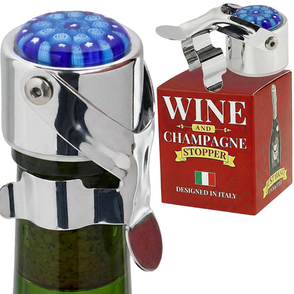 Wine Stopper & Champagne Stopper All In One - Patented Seal, Preserves Bubbles & Taste for Prosecco, White and Red Wines. 1 Pro Grade Evan James Bottle Stopper With Hanging Gift Box