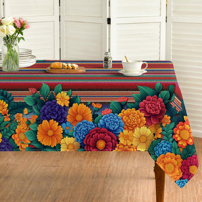 Horaldaily Mexico Fiesta Tablecloth 60×84 Inch Rectangular, Halloween Cinco Dia De Los Muertos Day of The Dead Washable Seasonal Table Cover for Party Picnic Home Decor