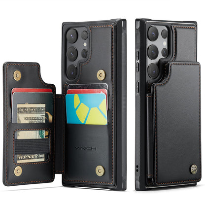 Vinich for Samsung Galaxy S24 Ultra Wallet Case with Card Holder, RFID Blocking Credit Slots Kickstand Shockproof Phone Cover Fit for Galaxy S24 Ultra 6.8" Black