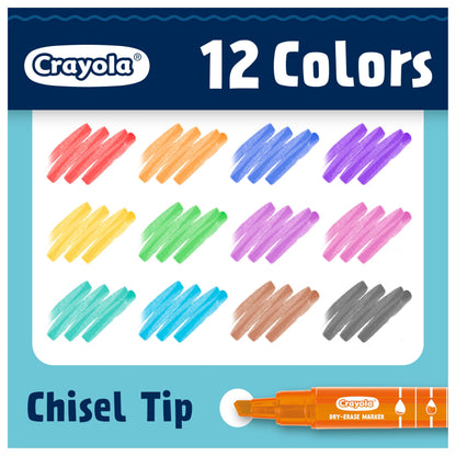 Crayola Take Note Dry Erase Markers for School (12ct) Teacher Classroom Supplies, Chisel Tip Whiteboard Markers, Must Haves