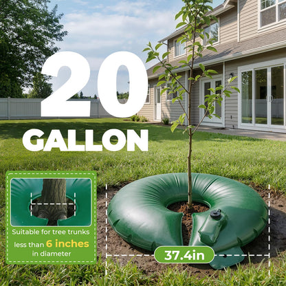 HIRALIY 20 Gallon Tree Watering Bag, 4 Pack Watering Ring, Slow Release 1-5 Days, Deep Root & Automatic Drip Irrigation System, for Multi-Trunk Newly Planted Small Trees and Shrubs