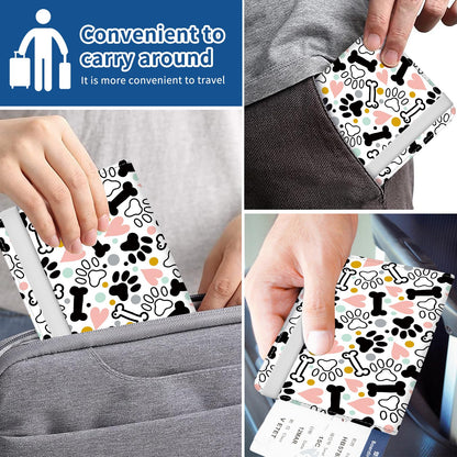 NUGGHU Passport Holder for Travel Essentials, Leather RFID Blocking Passport Wallet Cover Case, Cute Passport Book Holders for Women and Men Cute Dog Paws