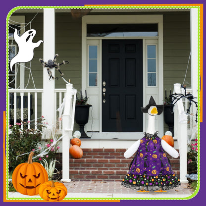 Shyyween Halloween Porch Goose Outfit Set for 23'' Plastic Lawn Goose Statue Clothes Witch Skirt Halloween Costume for Outdoor Patio Yard Lawn Art Decor