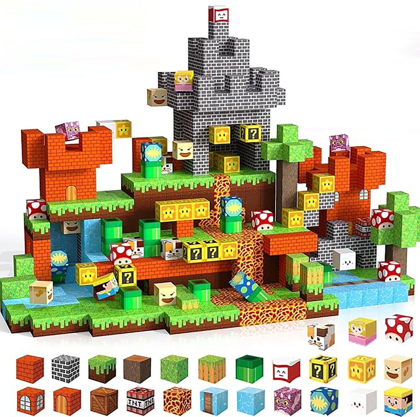 DOFASNCN Magnetic Building Blocks Magnetic Building Tiles Toys for Boys Girls Age 3+，Creative Plastic Magnet Square Gift for Kids Game World 150pcs
