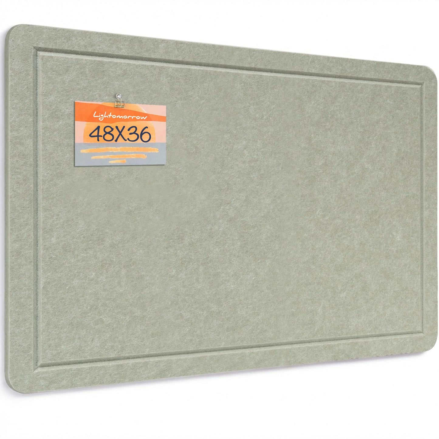 Lightomorrow Large Bulletin Board, 48 x 36 Inches Cork Board Alternative Decorative Felt Pin Board with Safe Removable Adhesives & 20 Push Pins for Home Office Classroom Walls-Sage