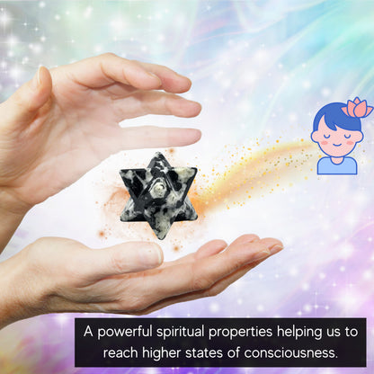 Amazing Gemstone Black & White Tourmaline - 0.75 Inches Metaphysical Merkaba Star for Meditation - Energetic Tetrahedron Crystal and Healing Stones for Spiritual Growth and Healing (15-20mm)