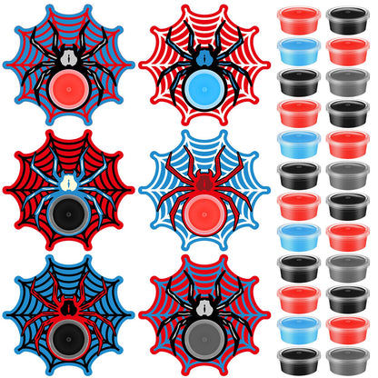Tasdurian 24 Set Spider Party Favors for Kids Air Dry Modeling Clay DIY Spider Web Birthday Party Supplies Spiderweb Goodie Bags Stuffers Art Crafts Gifts Toy for Kids Boys Girls Prizes