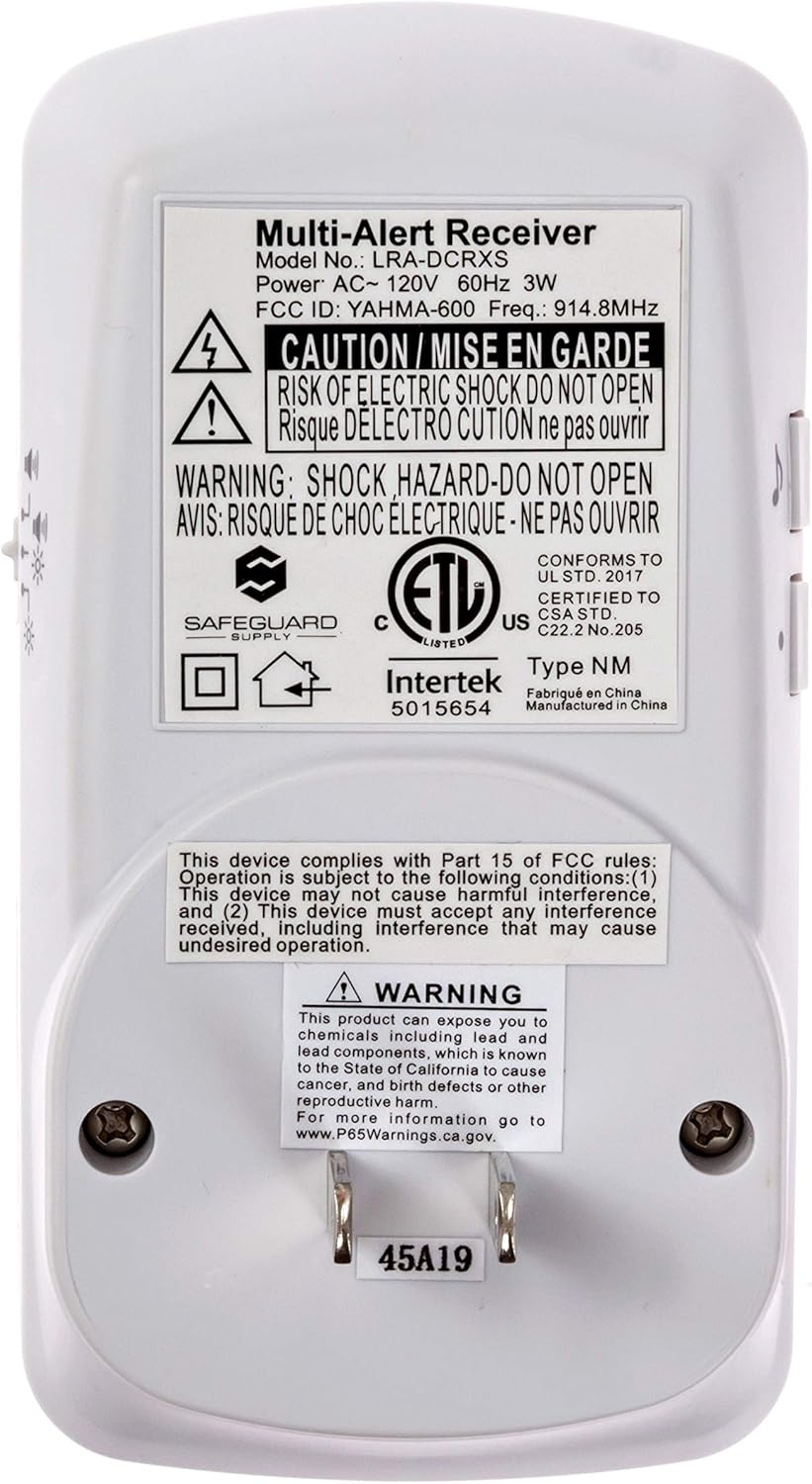 Safeguard Supply Wireless Doorbell Kit- 1000' Range Plug In Doorbell Ideal As Hearing Impaired Doorbell & Deaf Doorbell - Available 95dB Volume Setting & Attention Grabbing Flashing Doorbell Strobe
