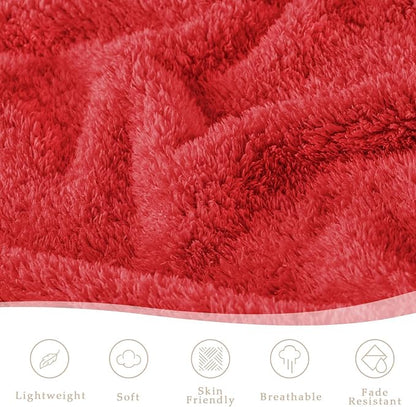 Exclusivo Mezcla Fleece Bed Blankets Queen Size, Ultra Soft, Lightweight and Fuzzy Red Blanket for Women, Home Decor, 90x90 Inches
