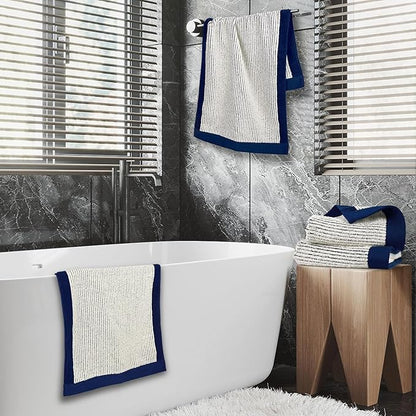 Cleanbear Hand Towels for Bathroom Set of 4, Jacquard Weave Bath Hand Towels