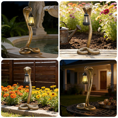 QZJDDZSW Garden Outdoor Statues 19.89'' Snake with Solar Lantern,Lawn Decor Statue for Patio, Balcony, Yard Ornament, Unique Housewarming and Birthdays Gifts for Father Grandpa Men