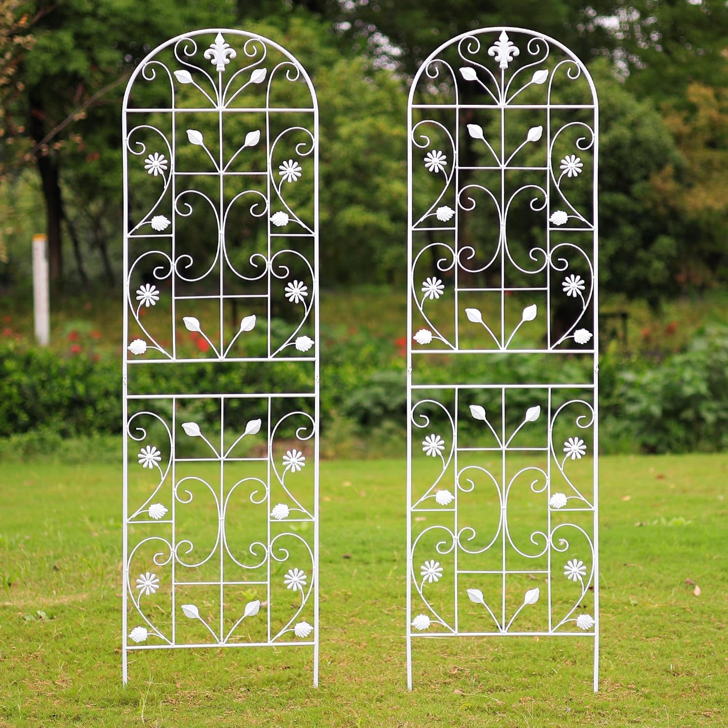 Maidapulu, Trellis for Climbing Plants Outdoor, （2 Pack 70.8x19.6-inch）, Generic Metal Garden Trellis, Rustproof, Easy Assembly,（White）