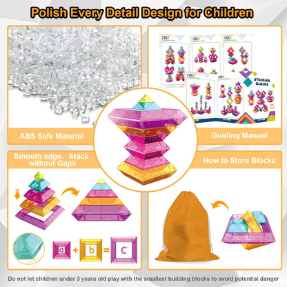 WSKC Building Blocks 48 PCS Stacking Toys for Kids 3 4 5 6 Years Old, Preschool Learning Activities for Toddlers 3-4 Years, STEM Educational Learning Toys Gifts for Boys Girls