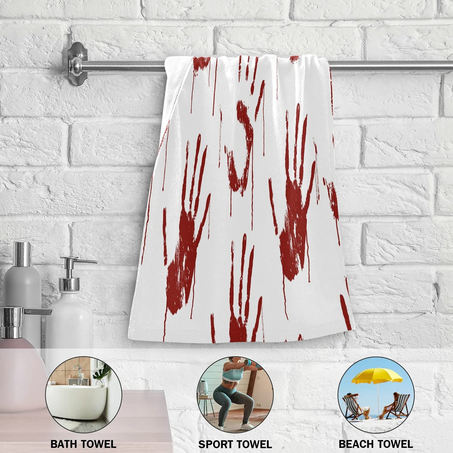 Pfrewn Red Bloody Scary Hands Hand Towels Set of 2 Halloween Fall Autumn Winter Bathroom Towel 16x30 in Soft Absorbent Guest Bath Towel Kitchen Dish Towel Spa Home Decor Gifts