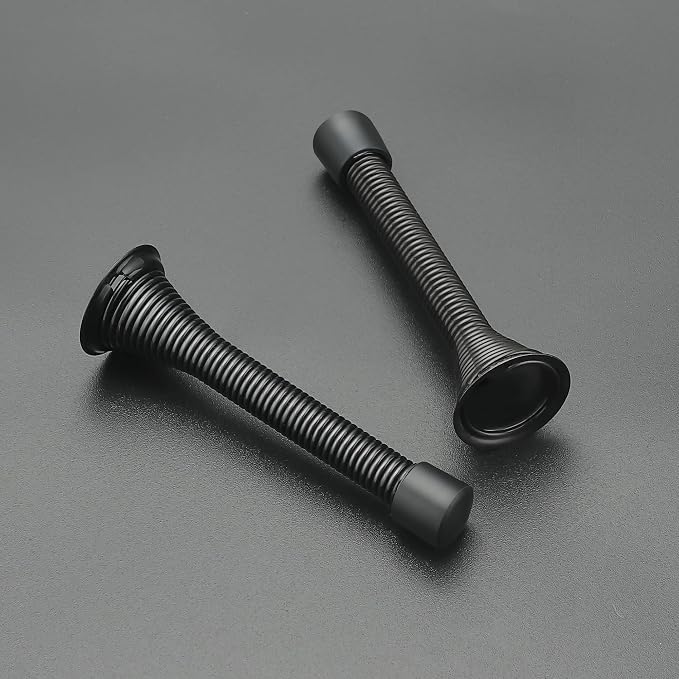 Ravinte Door Stoppers, 6 Pack Black Spring Door Stops with Rubber Bumper, Door Stoppers for Bottom of Door