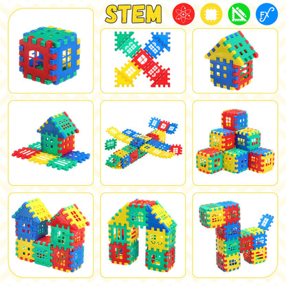 Sonwyoung 155 Pieces Interlocking Building Blocks for Kids with Storage Box Building Toys Waffle Blocks for Kids Construction Learning Educational Toy Sets