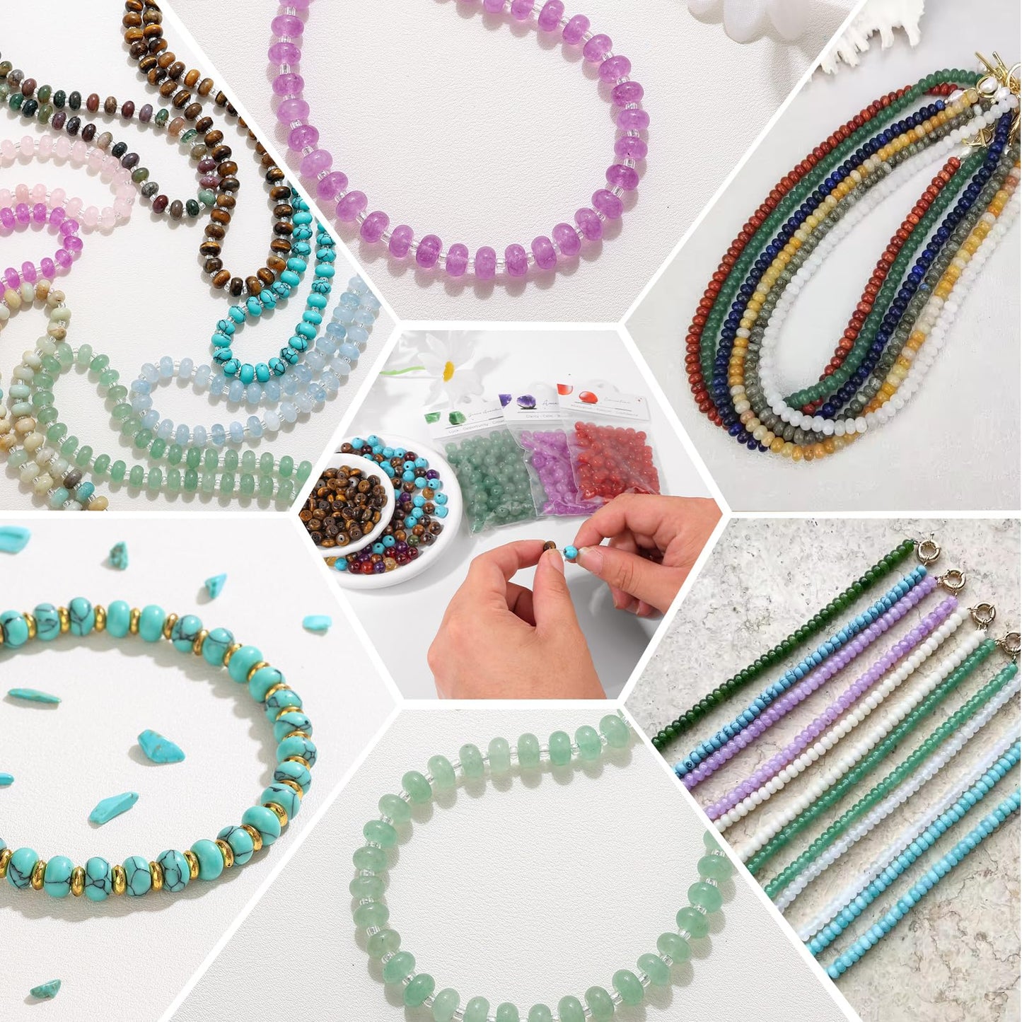 Raicegs 100pcs 5×8mm Rondelle Turquoise Beads Natural Gemstone Beads Abacus Disk Stone Loose Beads for Jewelry Making DIY Bracelets Necklace