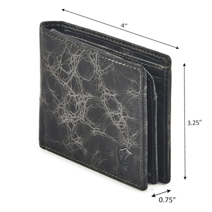 Wallet for Men Slim RFID Blocking Leather Bifold Minimalist 2 ID Windows Gift Box Carteras Para Hombres (DISTRESSED, ANTHRACITE)