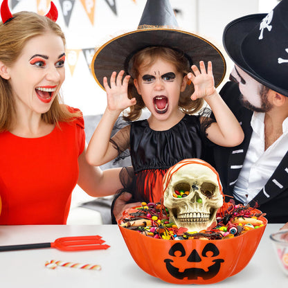 Amosfun Halloween Fruit Salad Bowl Orange Pumpkin Candy Tray Multipurpose Large Capacity Party Snack Holder 11.6 X 11.6 X 4.5 Inch