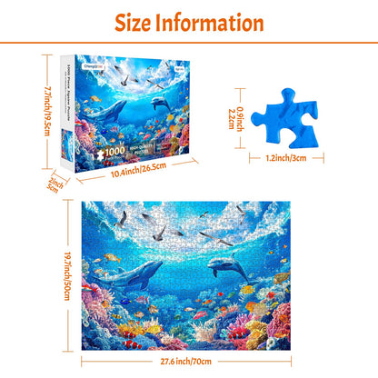 MBOQIU 1000 Piece Puzzle for Adults - Under the Sea Puzzles for Adults 1000 Pieces, Letters on Back, Coral Dolphin Seagulls Jigsaw Puzzle, Challenging Puzzles for Teens Seniors - 27.6 x 19.7 inches