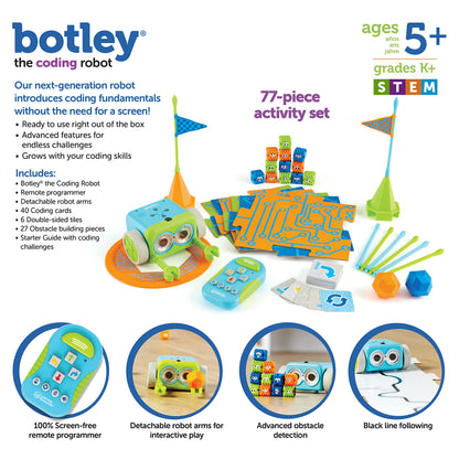 Learning Resources Botley The Coding Robot Activity Set - 77 Pieces, Ages 5+, Screen-Free Coding Robots for Kids, STEM Toys for Kids, Programming for Kids, for Kids