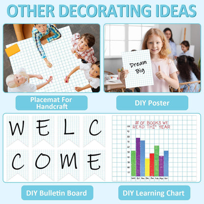 Qyeahkj Blue Checked Bulletin Board Paper Roll Blue White Bulletin Board Background Paper Fade Resistant Classroom Decoration Poster Art Craft Home Wall Education Decoration Supplies 17.7in x 20ft