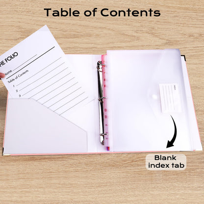 XKDOUS Aesthetic Document Organizer 3 Ring Emergency Binder Linen Folio Folders with 9 Pockets Expanding File Storage Holder for Important Papers, Letters, Passports, Photos